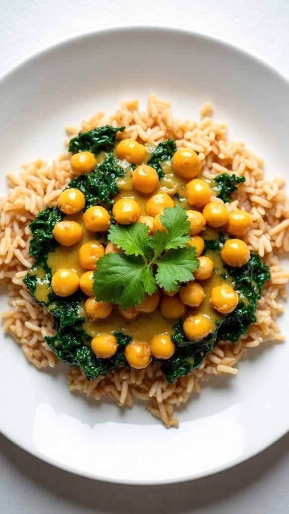 Chickpea and Spinach Curry With Brown Rice