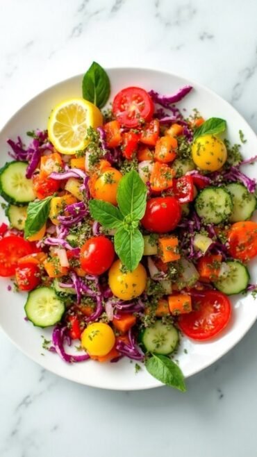 colorful salad with dressing