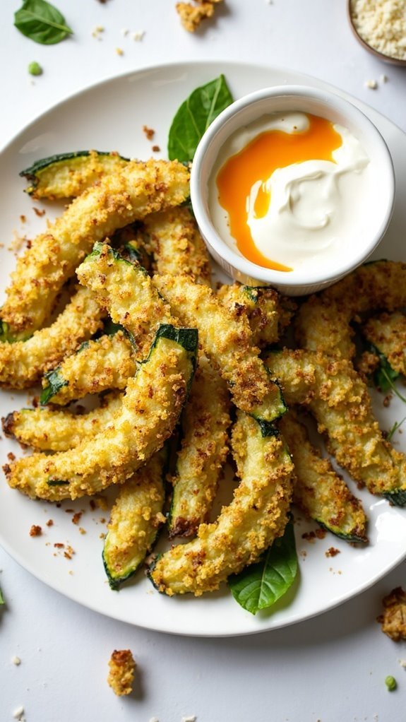 Baked Zucchini Fries With Spicy Yogurt Dip