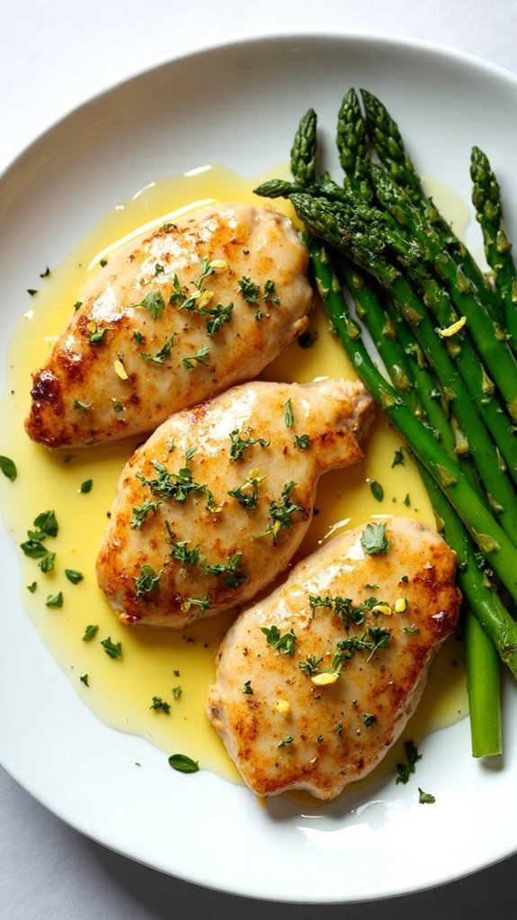 herb infused chicken with asparagus