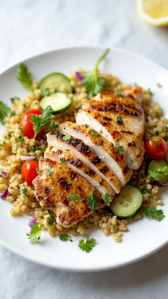 Grilled Lemon Herb Chicken With Quinoa Salad