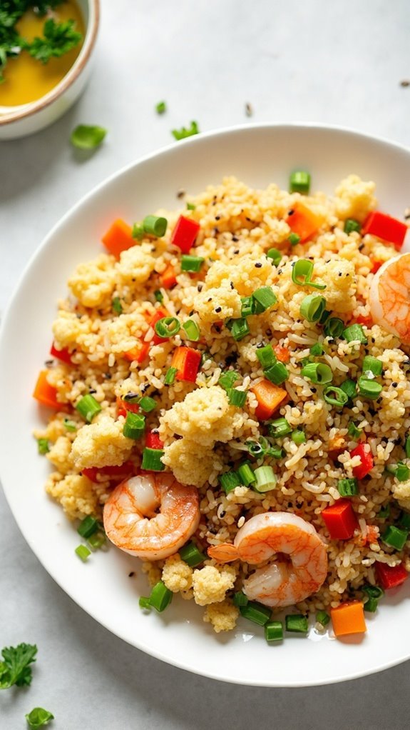 shrimp cauliflower rice dish