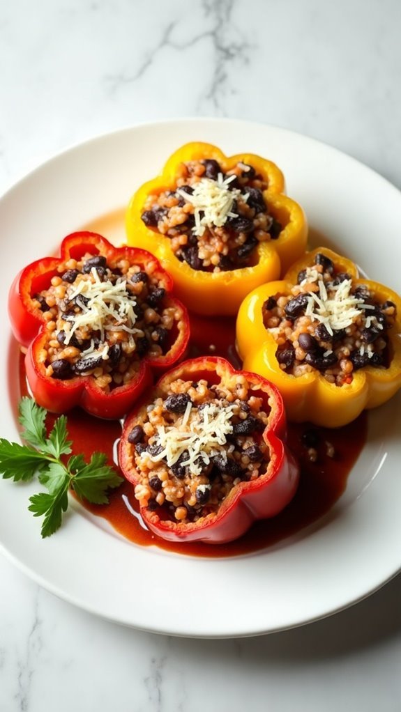 Stuffed Bell Peppers With Black Beans and Brown Rice