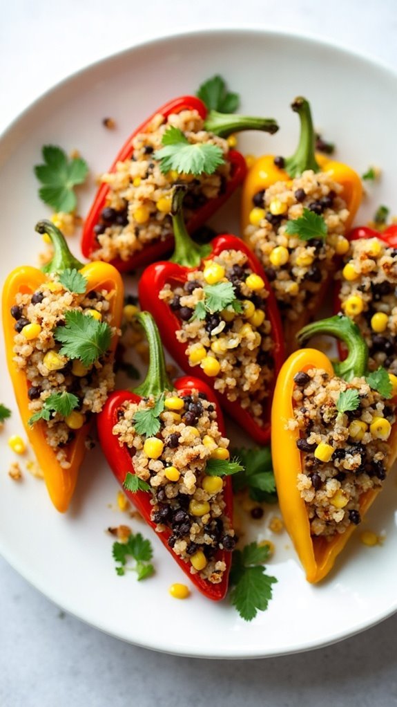 Stuffed Mini Peppers With Quinoa and Black Beans